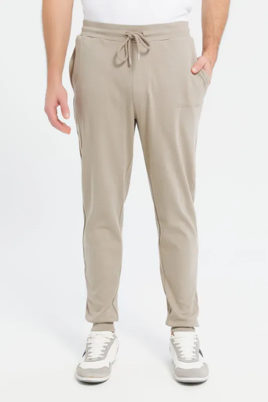 Men Beige Soft Touch Joggers sold by Redtag