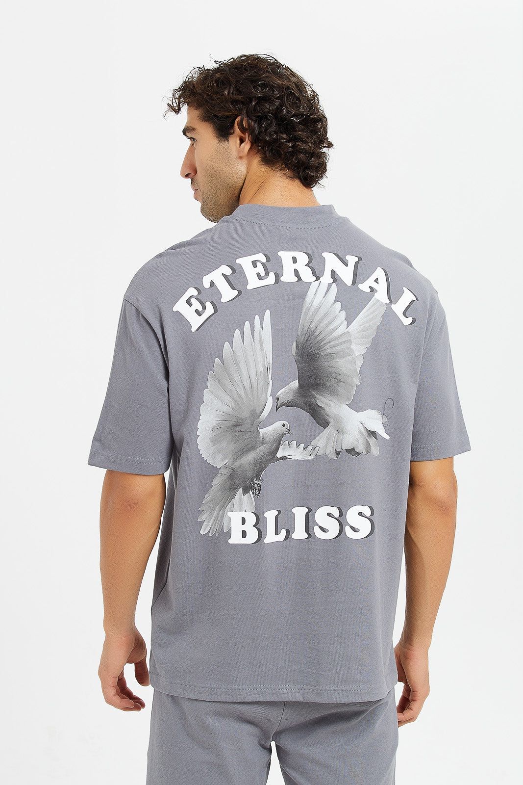 Men Grey Back Printed Lounge T-Shirt sold by Redtag product image thumbnail 3