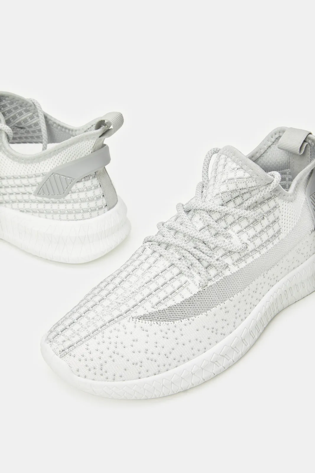Women White And Grey Lace Up Sneakers sold by Redtag product image thumbnail 3