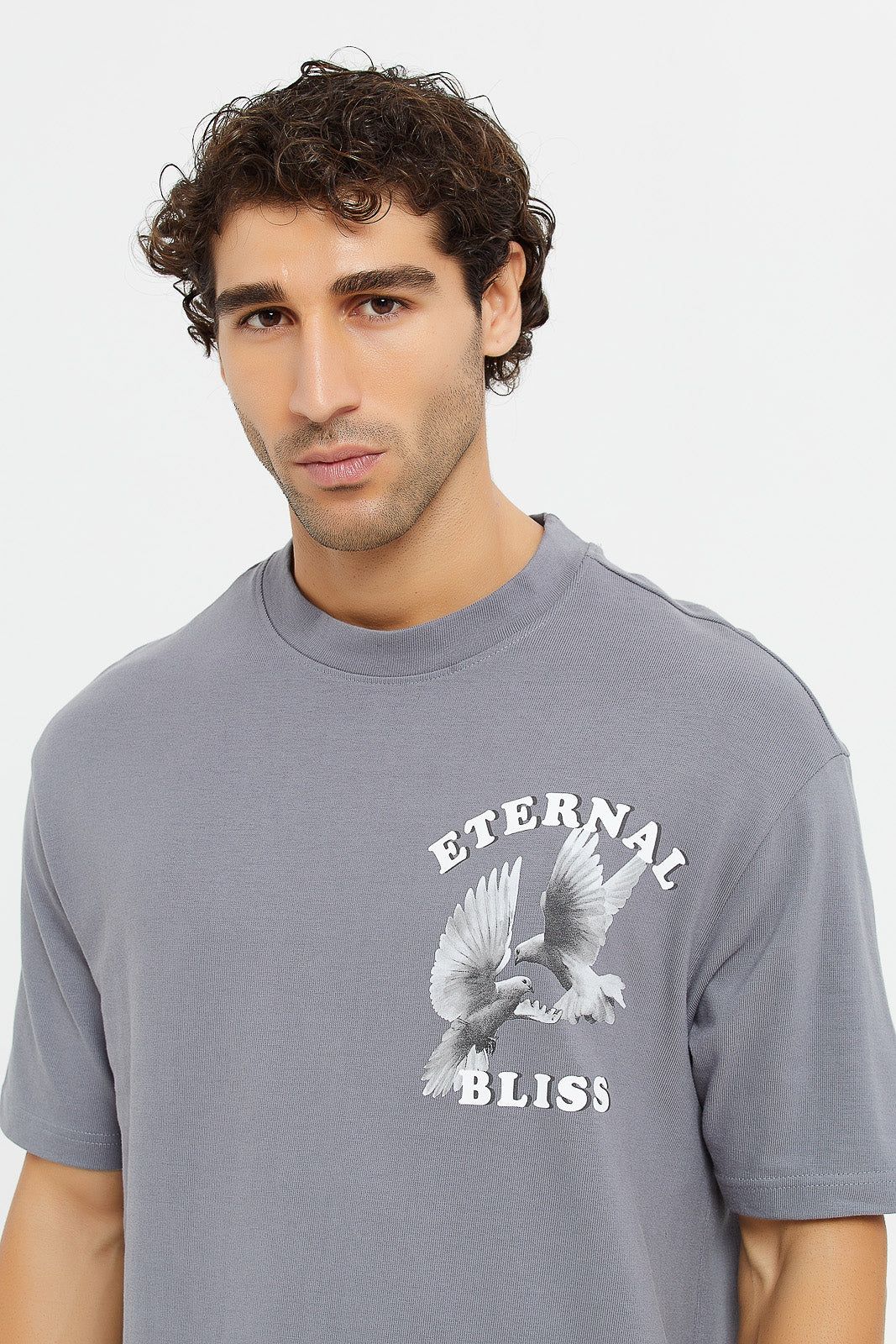 Men Grey Back Printed Lounge T-Shirt sold by Redtag product image thumbnail 4