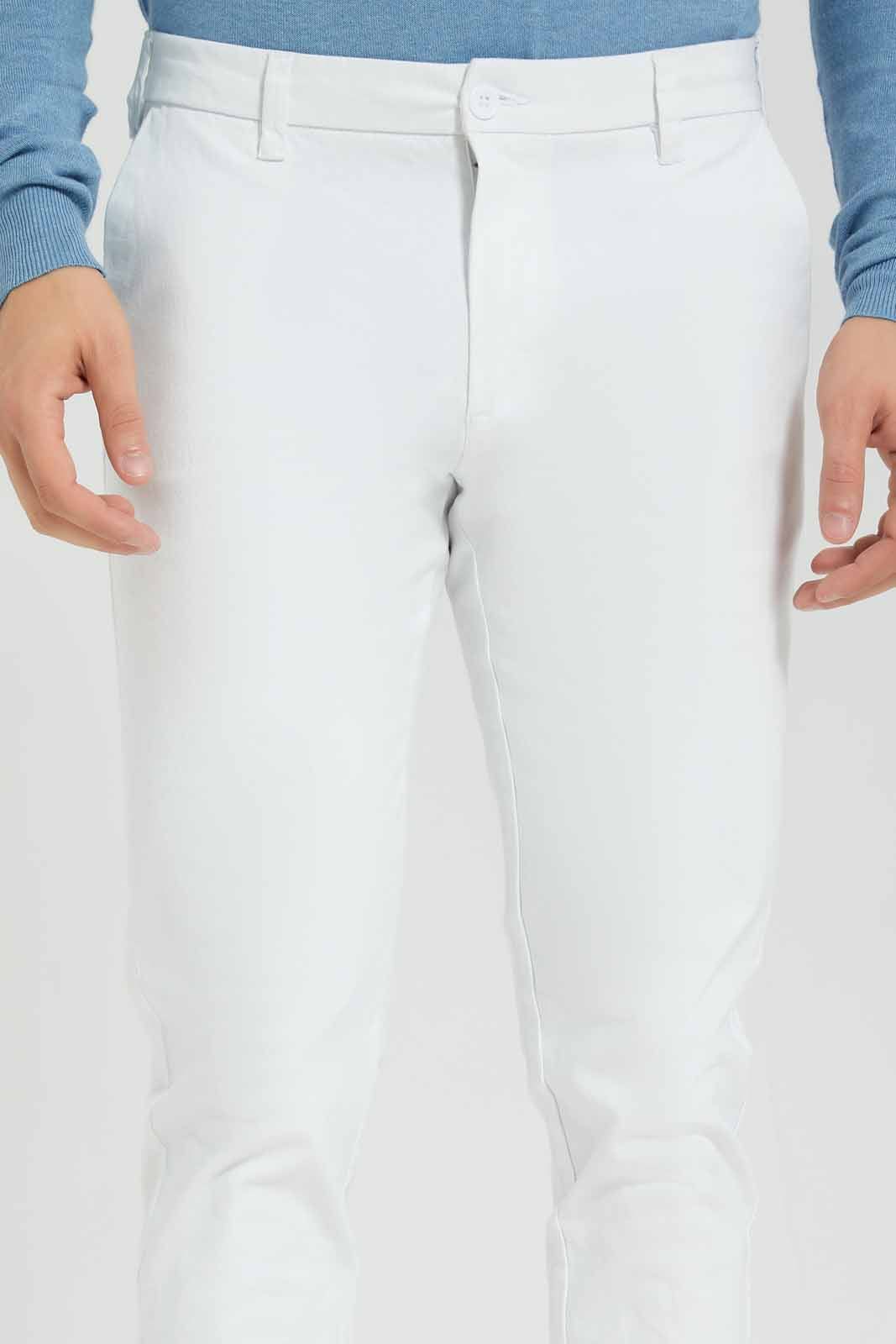 Men White Plain Trousers sold by Redtag product image thumbnail 3