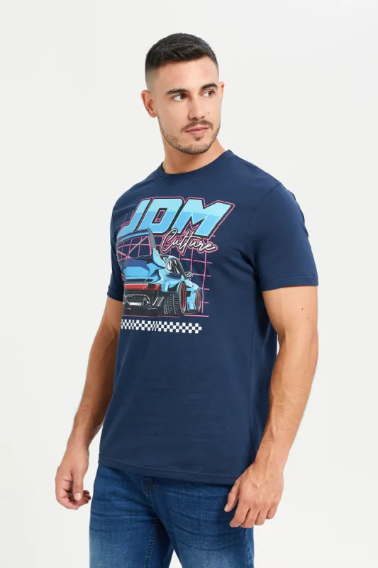 Men Navy Graphic T-Shirt sold by Redtag