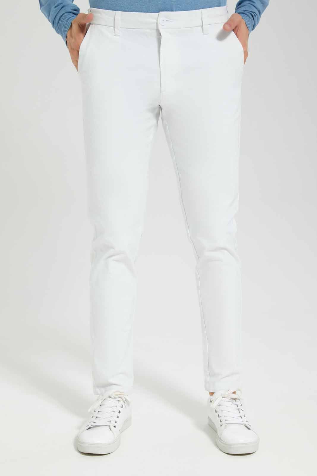 Men White Plain Trousers sold by Redtag