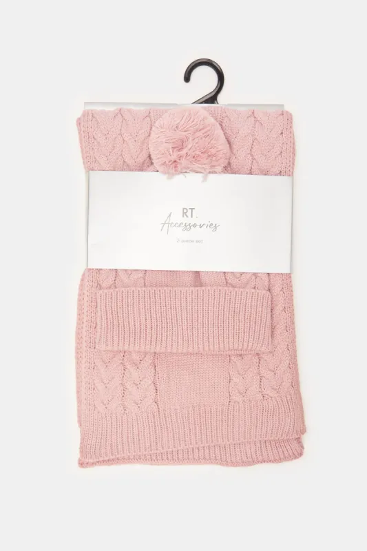 Women Pink Textured Embellished Scarf Set (2 Piece) sold by Redtag