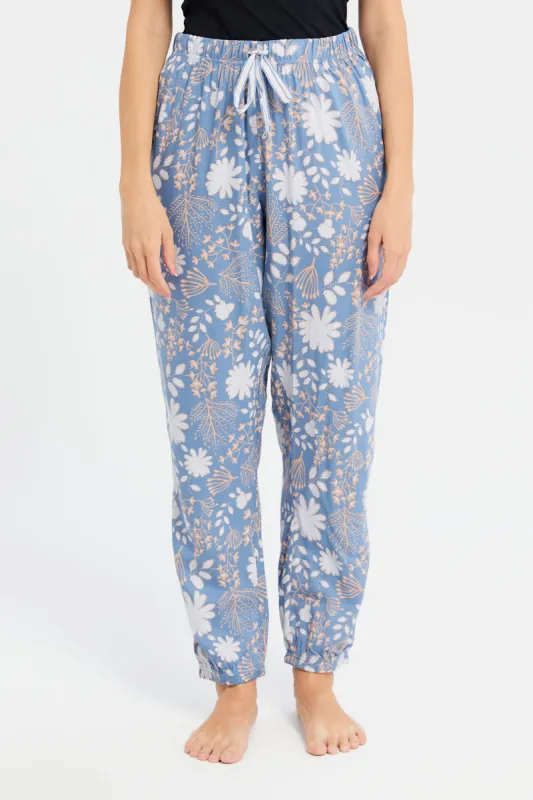 Women Blue Printed Pajama Bottom sold by Redtag