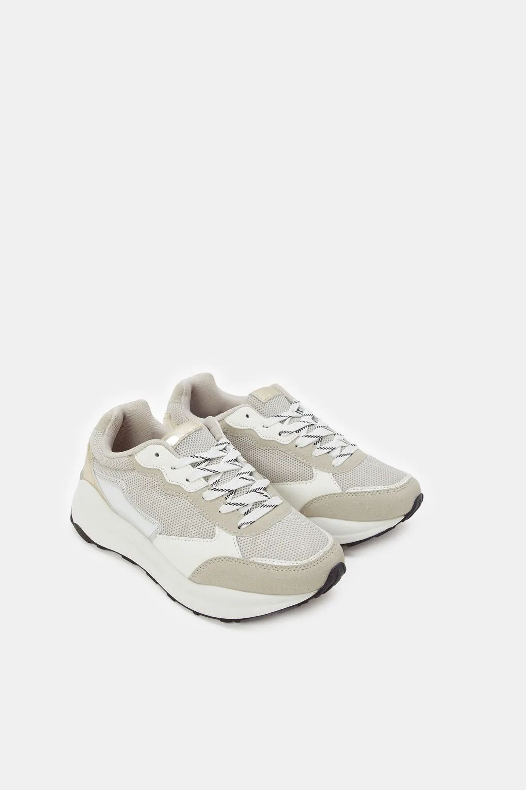 Women Beige Textured Fabric Combination Sneakers sold by Redtag product image thumbnail 2