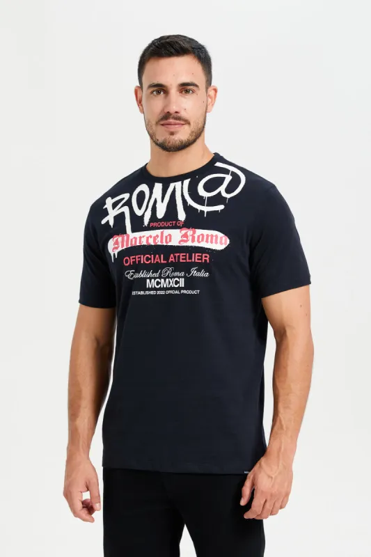 Men Black Printed Active T-Shirt sold by Redtag