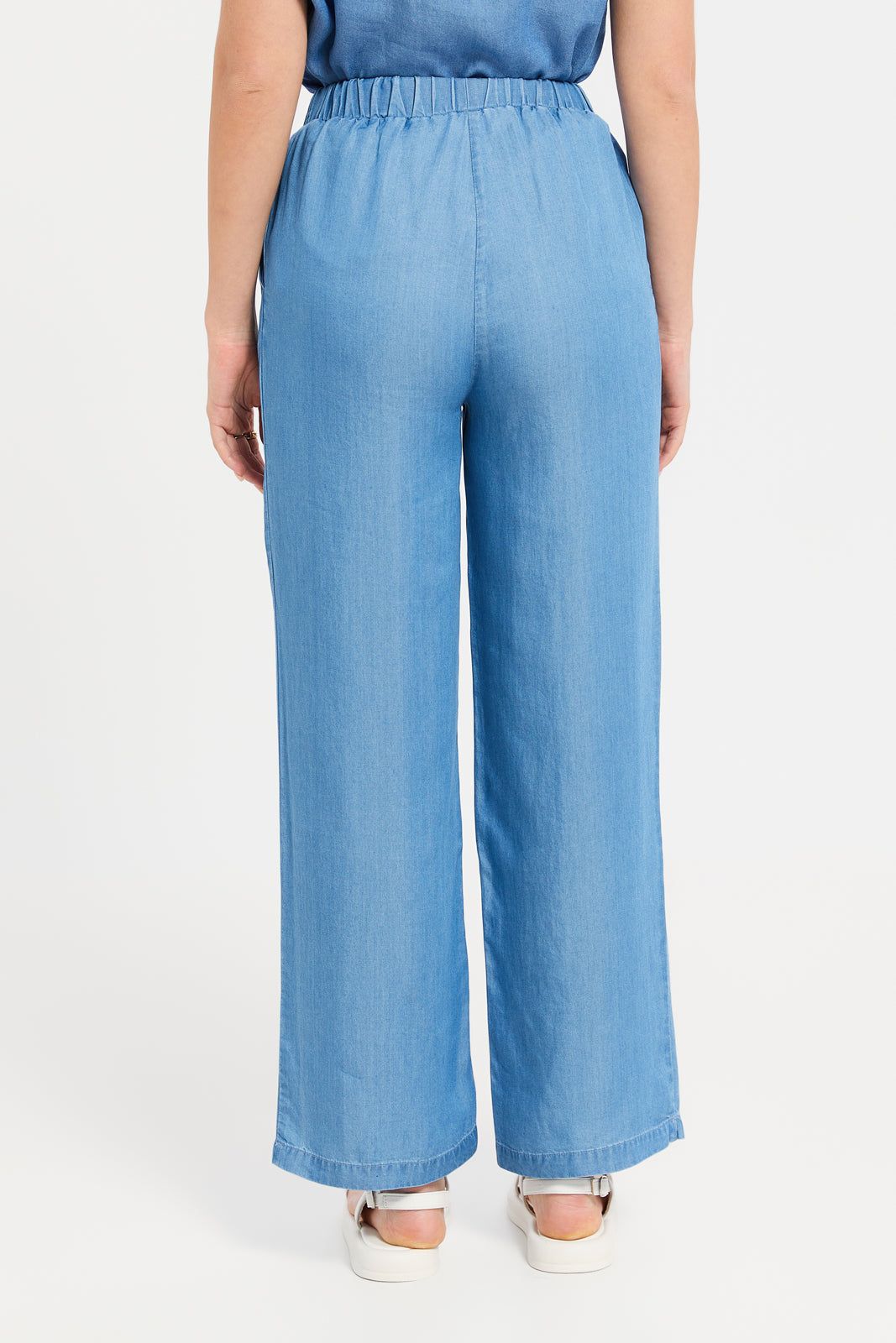 Women Blue Straight Leg Tencel Trouser sold by Redtag product image thumbnail 3