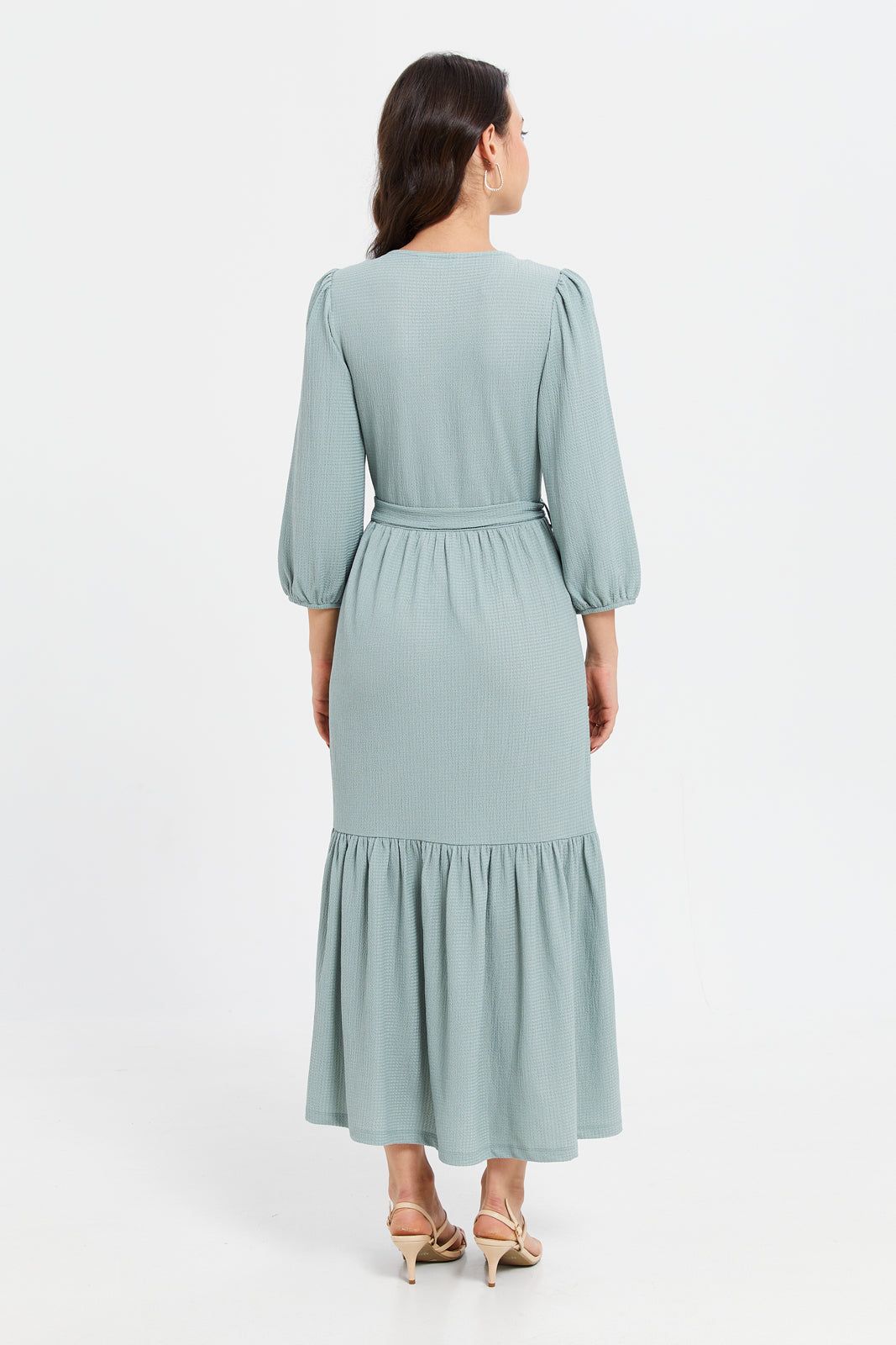 Women Blue Long Sleeve Tiered Dress sold by Redtag product image thumbnail 3