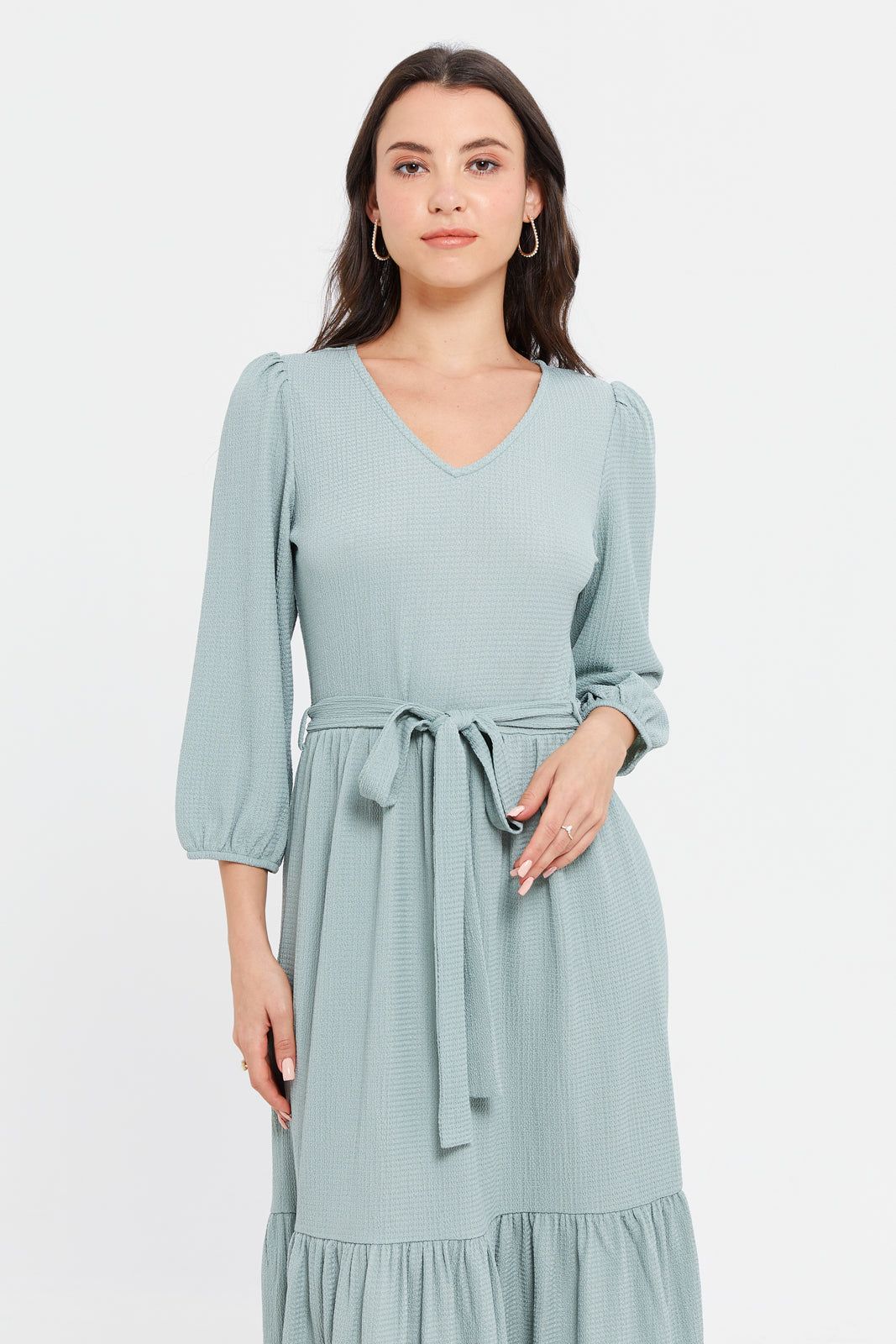 Women Blue Long Sleeve Tiered Dress sold by Redtag product image thumbnail 2