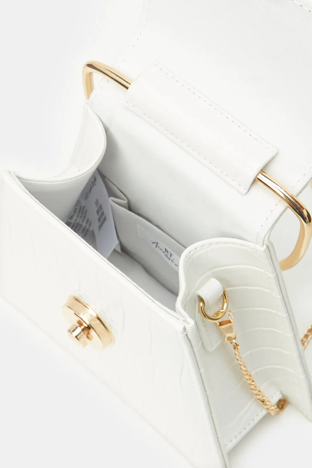 Women White Croc With Top Handle Evening Clutch sold by Redtag product image thumbnail 4