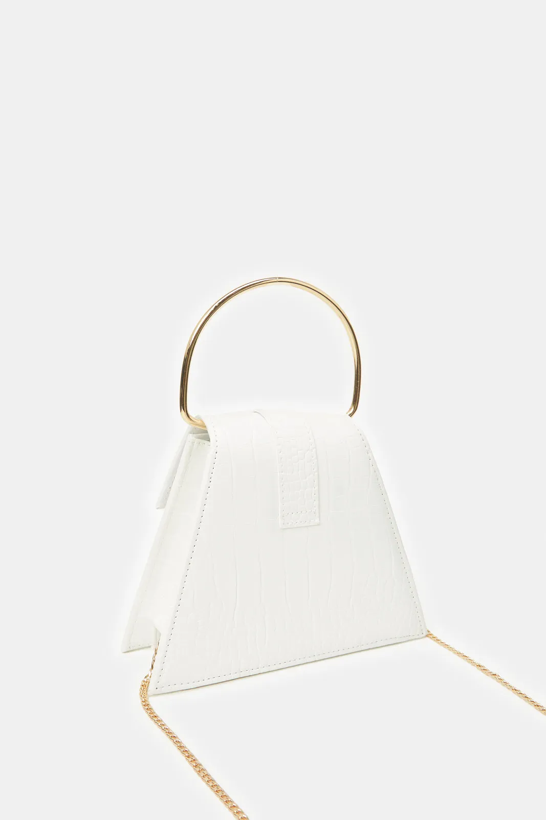 Women White Croc With Top Handle Evening Clutch sold by Redtag product image thumbnail 2