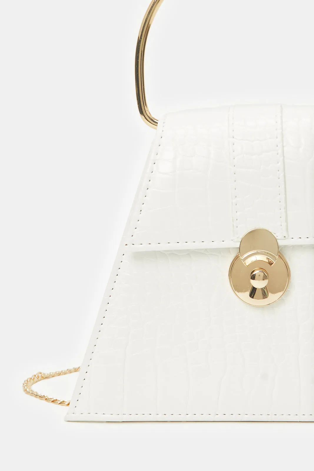 Women White Croc With Top Handle Evening Clutch sold by Redtag product image thumbnail 3