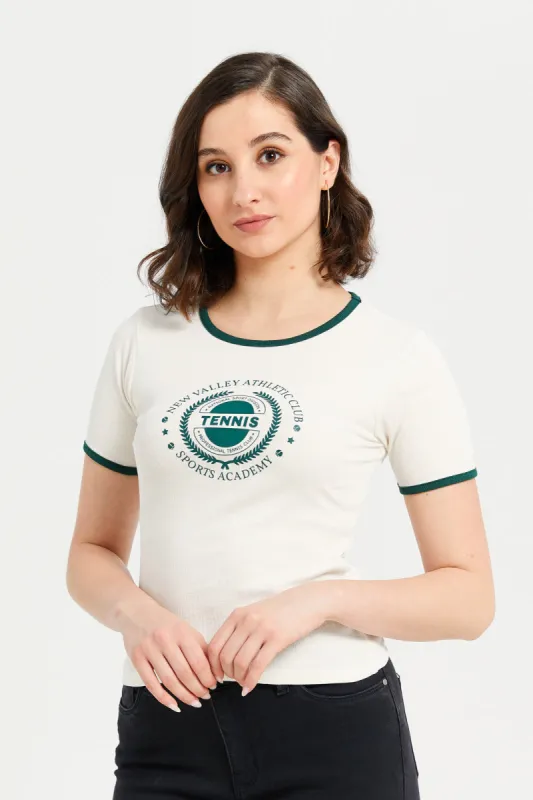 Women Ivory Printed T-Shirt sold by Redtag