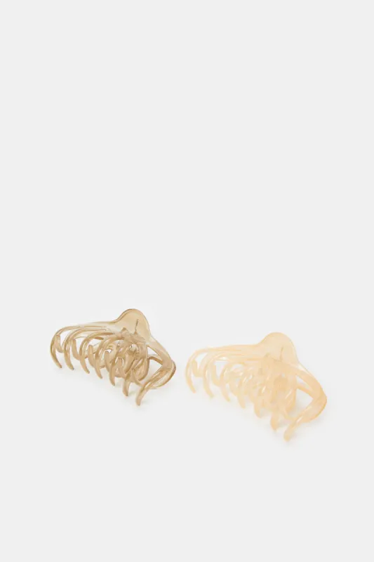Women Brown And Beige Hair Claw Set (2 Piece) sold by Redtag