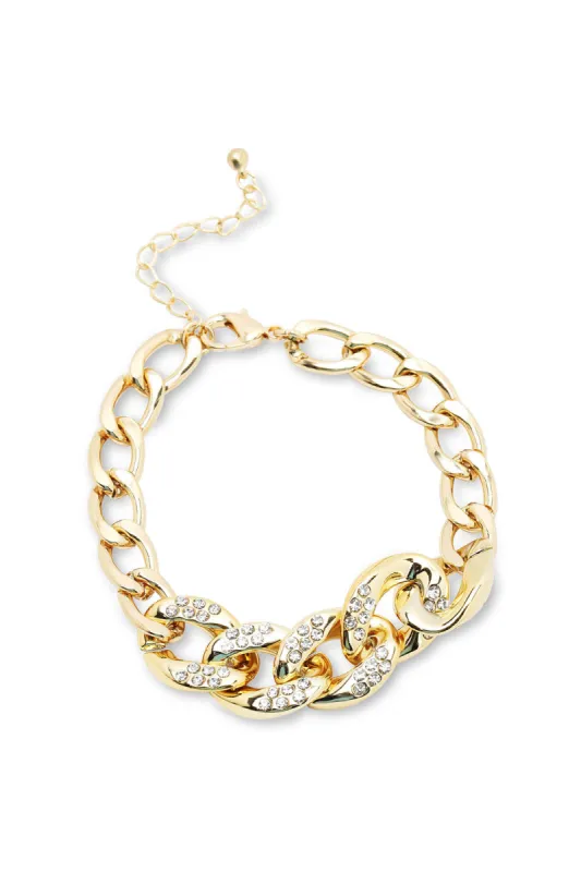 Women Rhinestone Golden Bracelet sold by Redtag