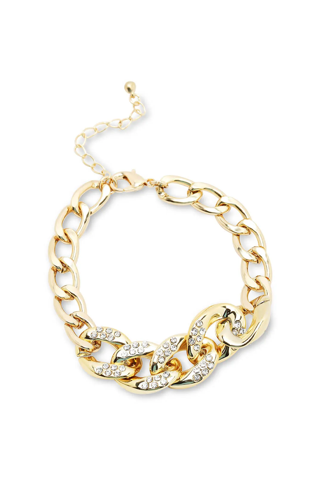 Women Rhinestone Golden Bracelet sold by Redtag