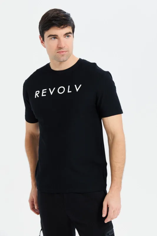 Men Black Printed T-Shirt sold by Redtag