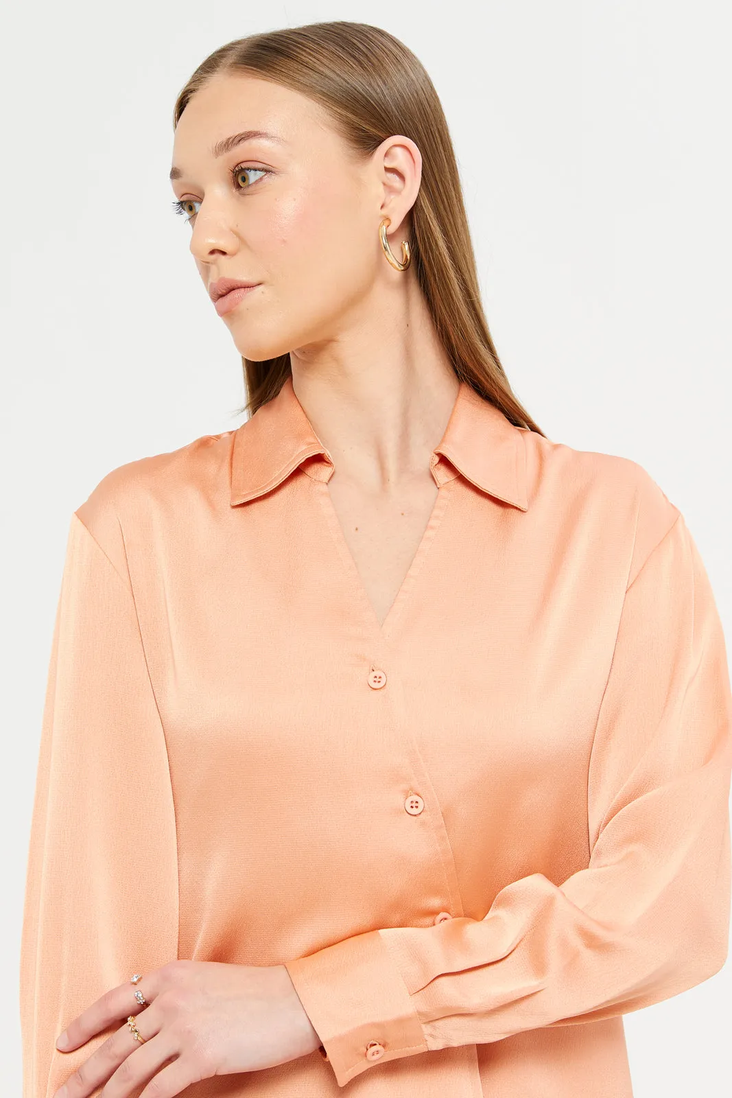 Women Orange Oversize Shirt sold by Redtag product image thumbnail 4