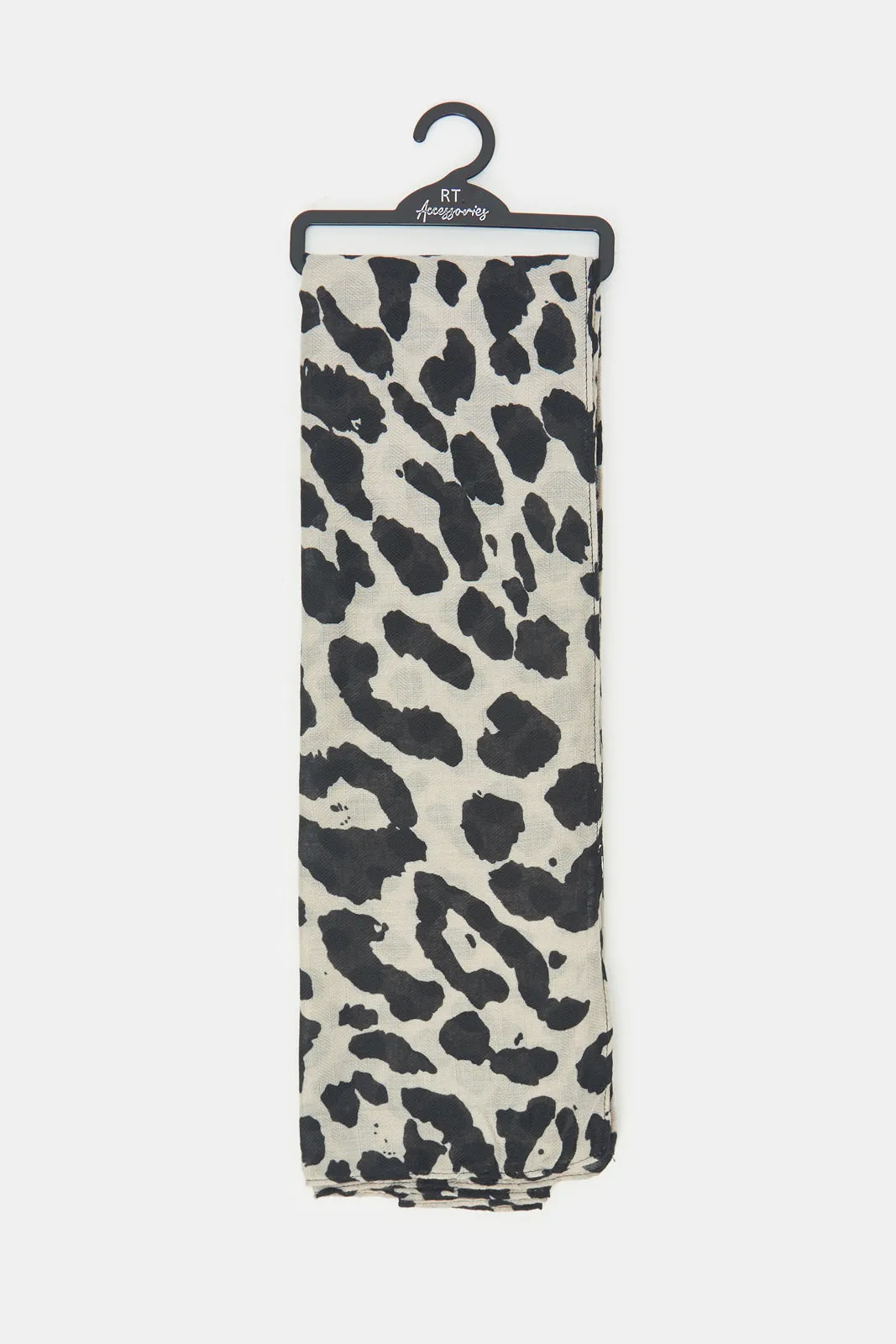 Women Beige And Black Animal Printed Scarf sold by Redtag
