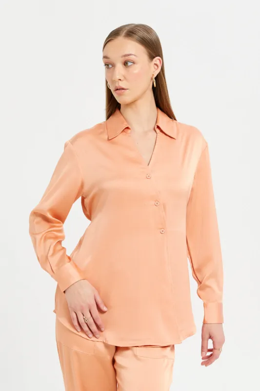 Women Orange Oversize Shirt sold by Redtag