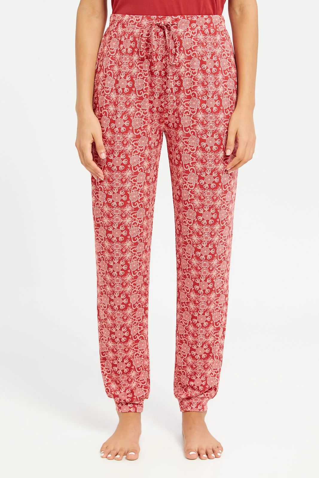 Women Red Printed Pajama Set (2 Piece) sold by Redtag product image thumbnail 3