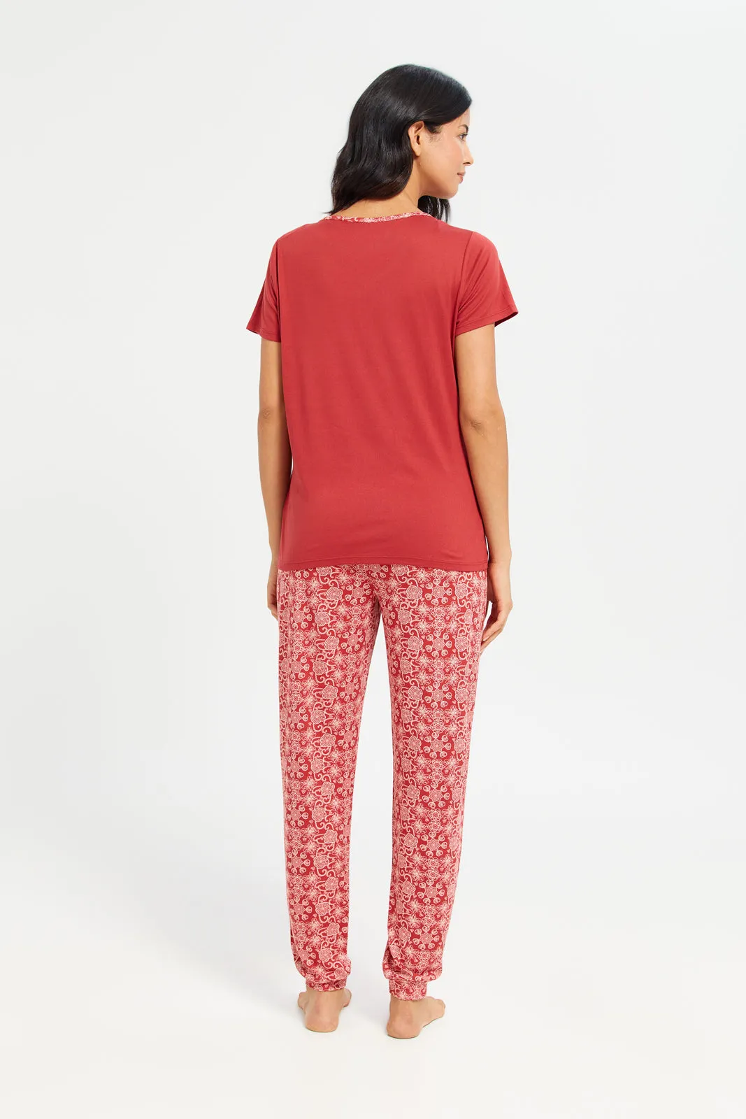 Women Red Printed Pajama Set (2 Piece) sold by Redtag product image thumbnail 4
