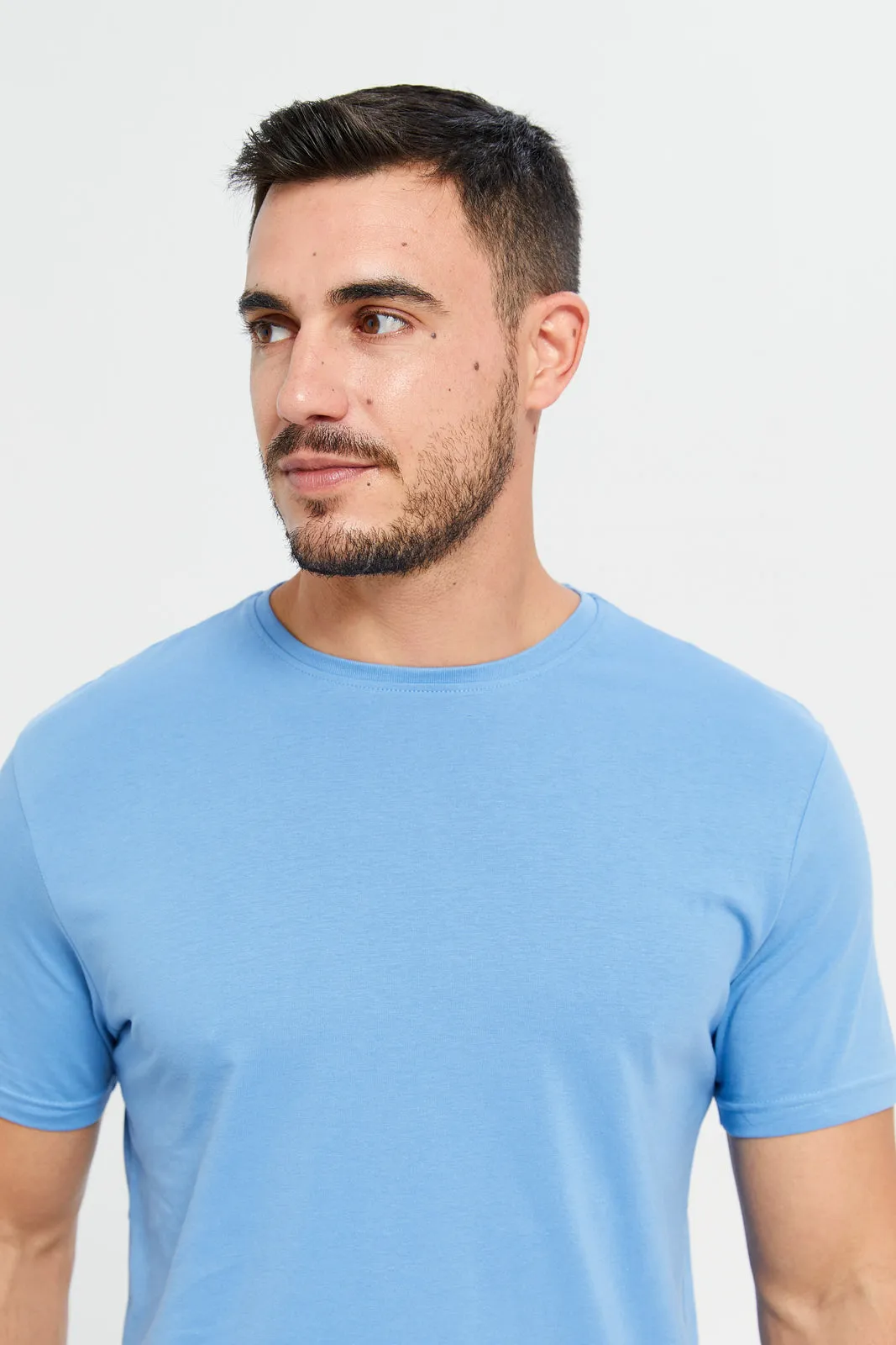 Men Blue Crew Neck T-Shirt sold by Redtag product image thumbnail 4