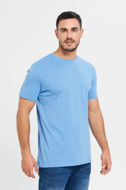 Men Blue Crew Neck T-Shirt sold by Redtag