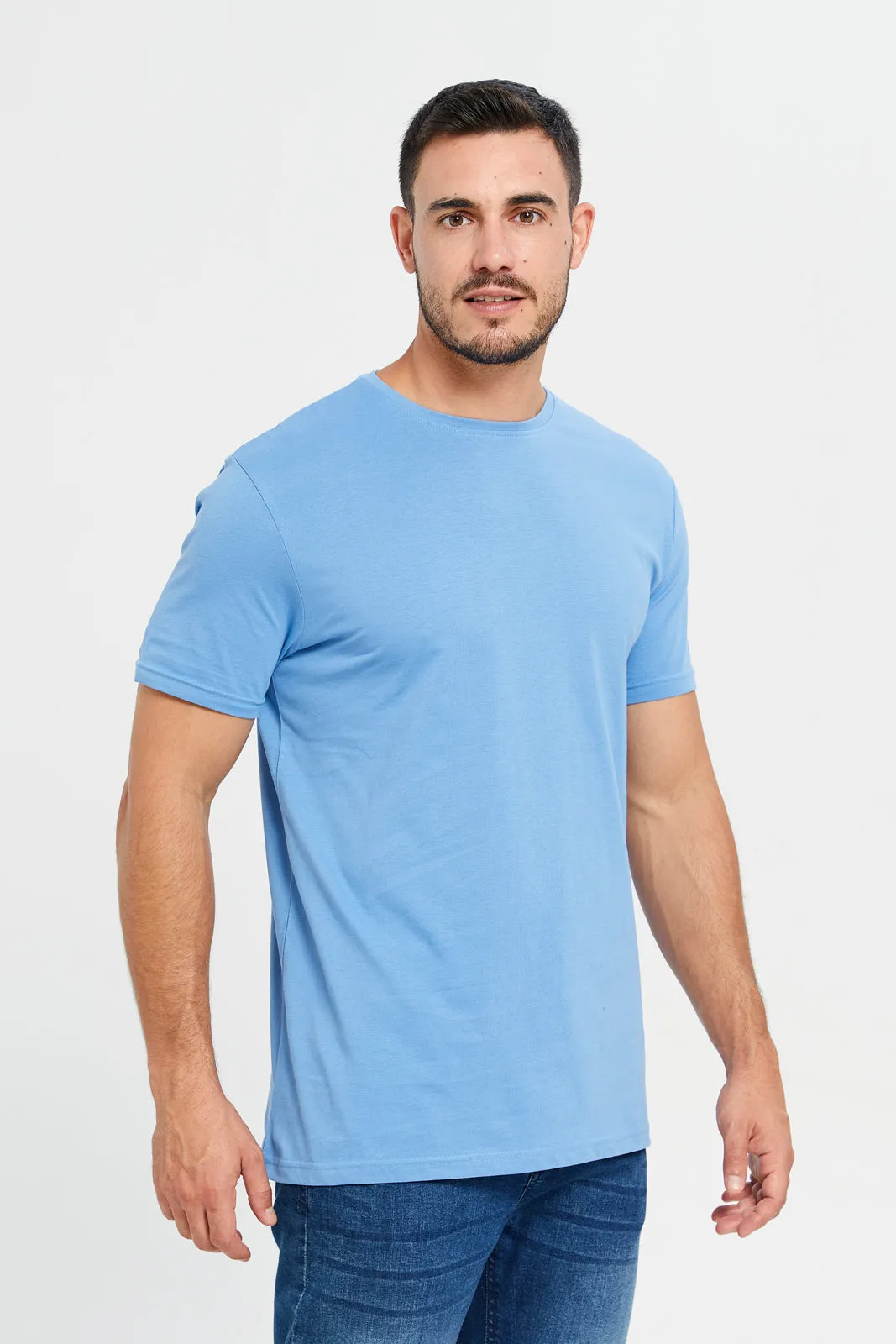 Men Blue Crew Neck T-Shirt sold by Redtag