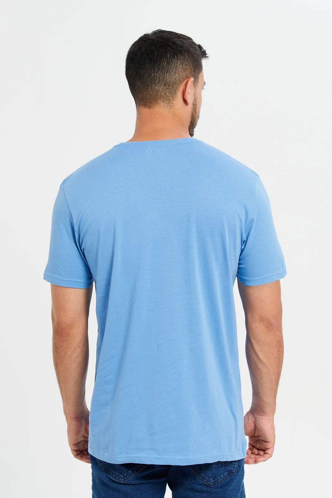 Men Blue Crew Neck T-Shirt sold by Redtag product image thumbnail 3