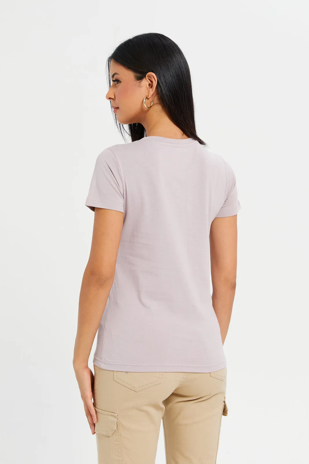 Women Mauve Basic T-Shirt sold by Redtag product image thumbnail 3