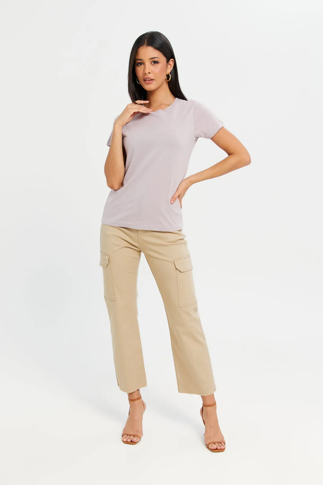 Women Mauve Basic T-Shirt sold by Redtag product image thumbnail 2