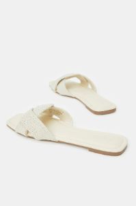 Women Beige Strappy Fabric Mule sold by Redtag