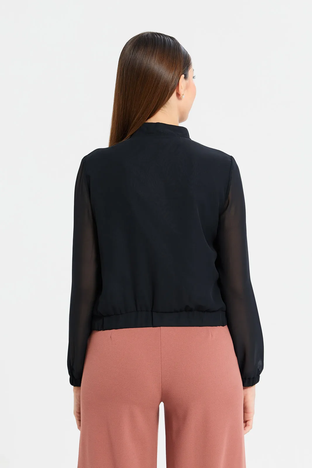 Woman Black Blouse With Zipper sold by Redtag product image thumbnail 3
