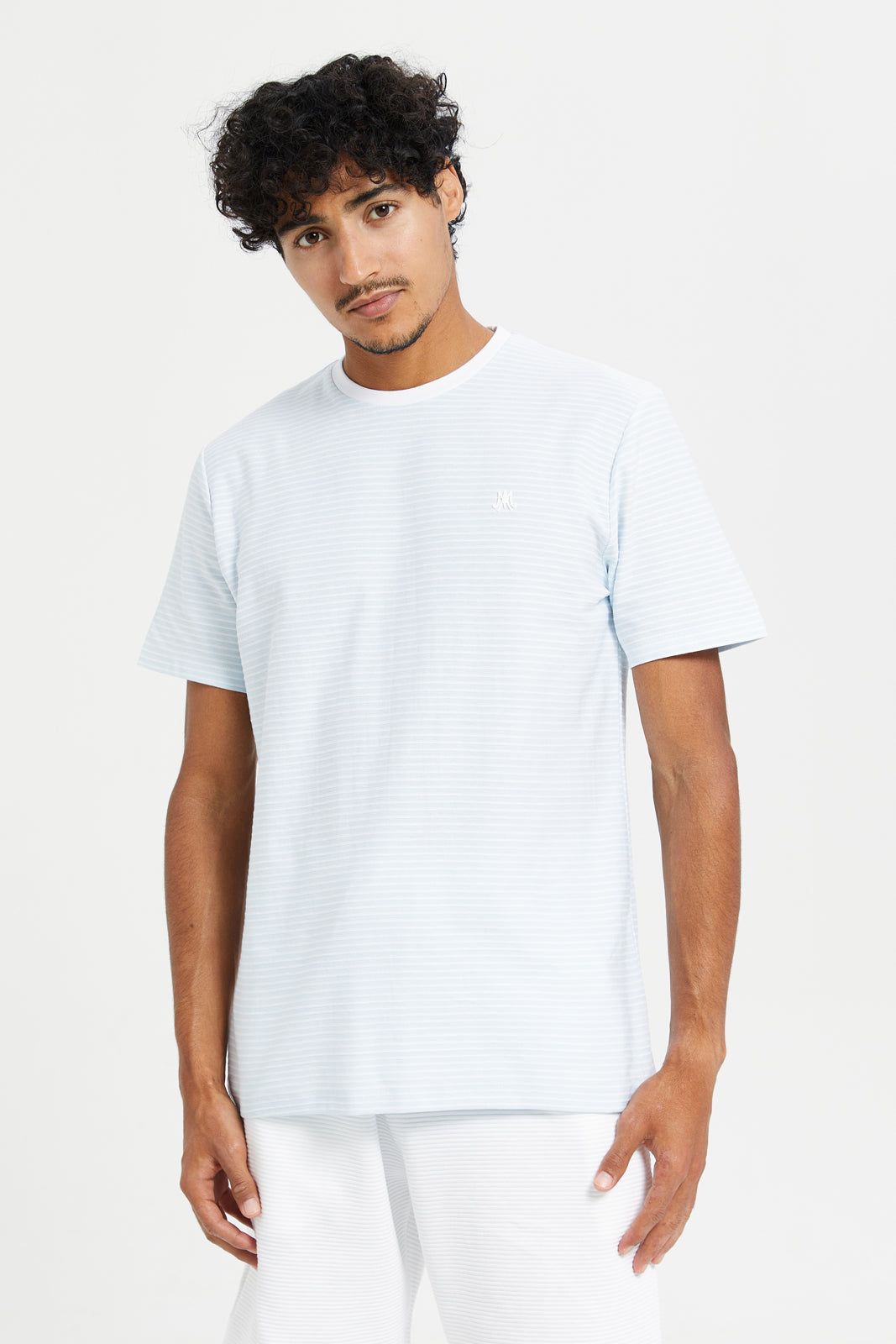 Men Blue Jacquard T-Shirt sold by Redtag