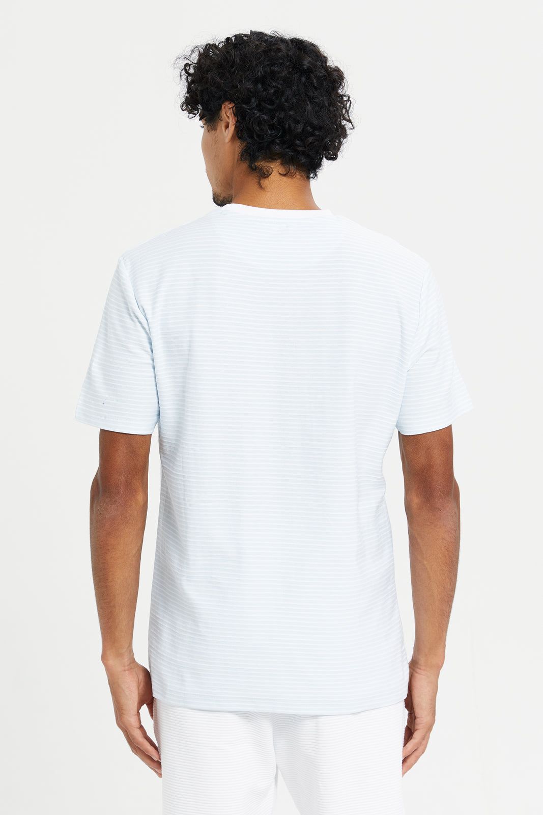 Men Blue Jacquard T-Shirt sold by Redtag product image thumbnail 3