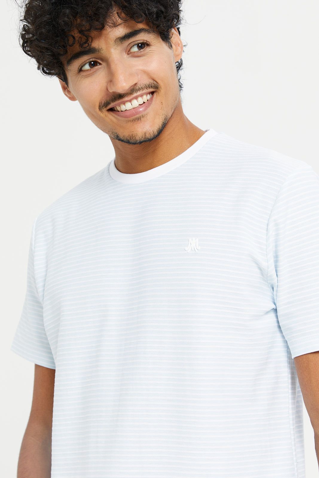 Men Blue Jacquard T-Shirt sold by Redtag product image thumbnail 4