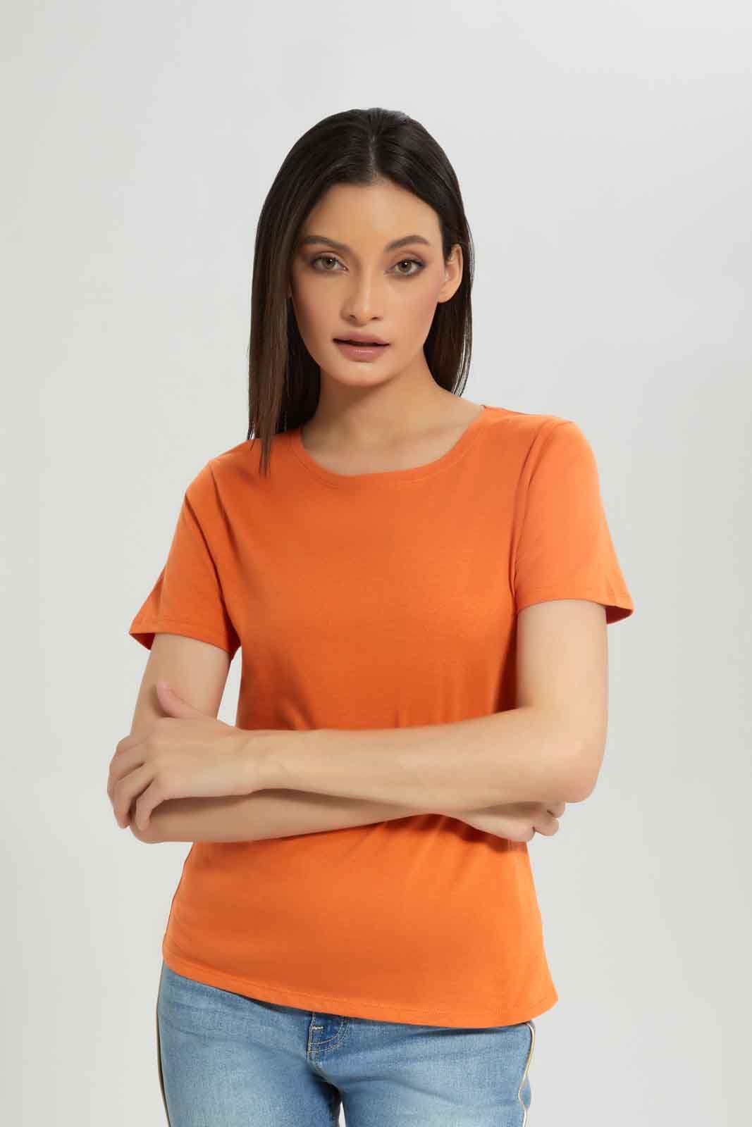 Women Orange Basic T-Shirt sold by Redtag product image thumbnail 4