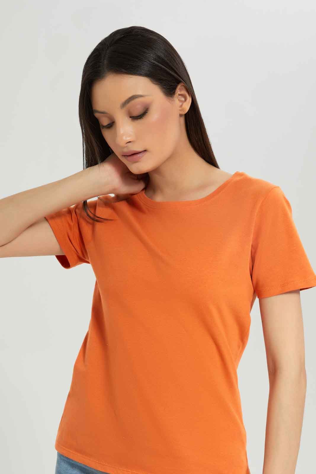 Women Orange Basic T-Shirt sold by Redtag