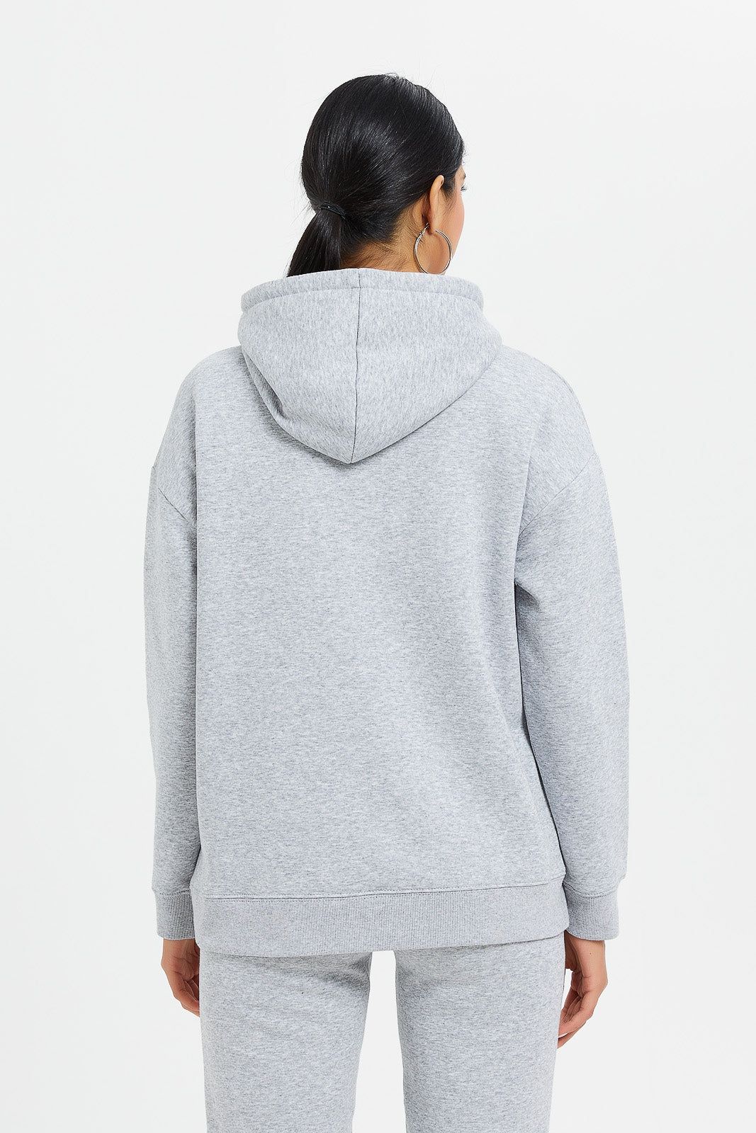 Women Grey Oversized Sweatshirt With Kangaroo Pockets sold by Redtag product image thumbnail 3