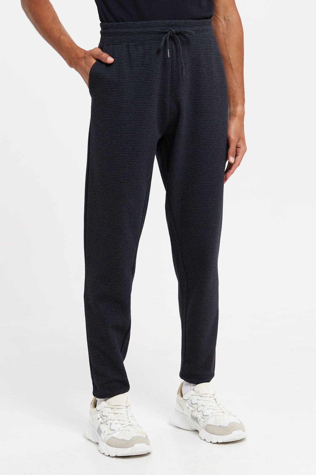 Men Charcoal Plain Joggers sold by Redtag