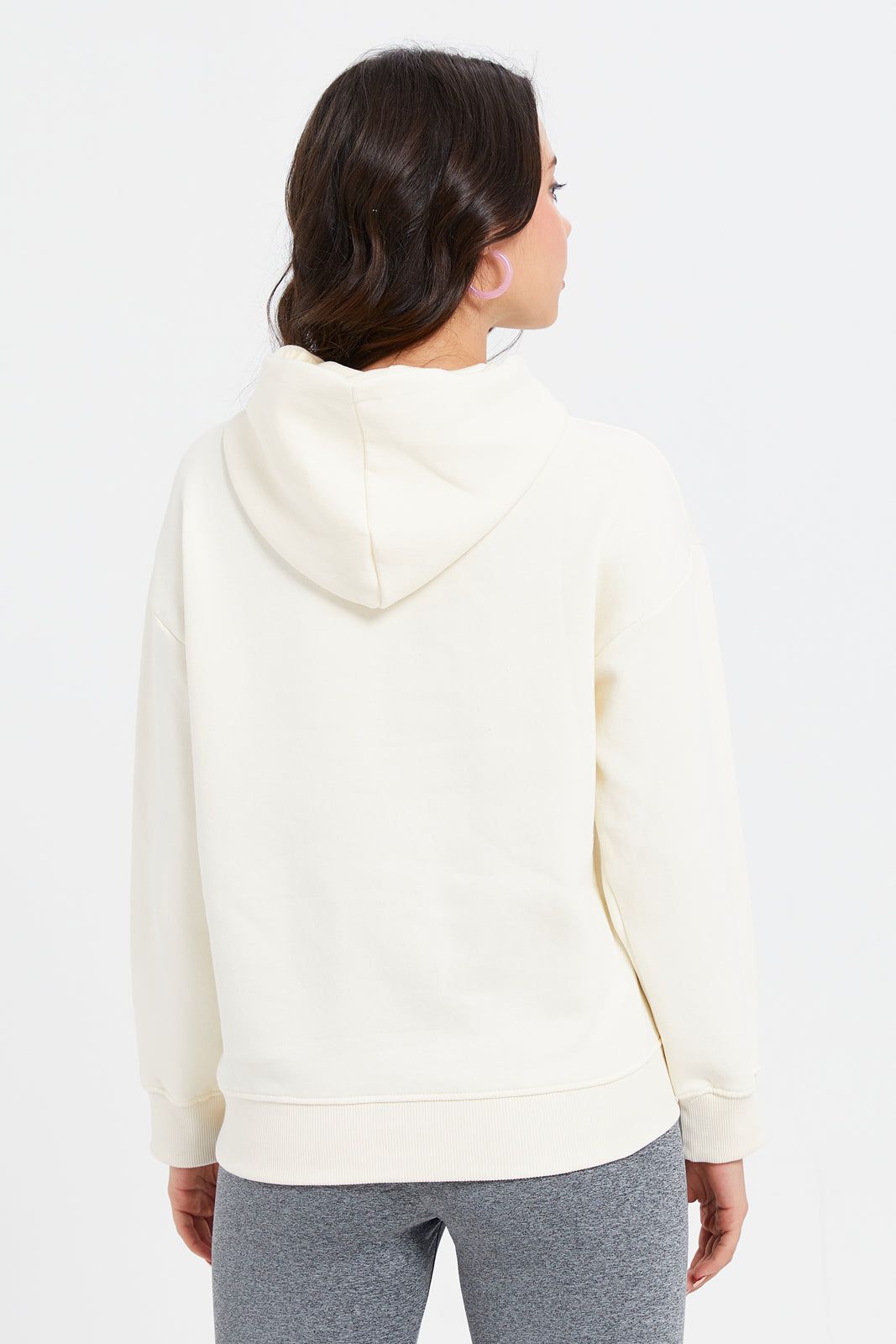 Women Ivory Printed Long Sleeve Hooded Sweatshirt sold by Redtag product image thumbnail 3