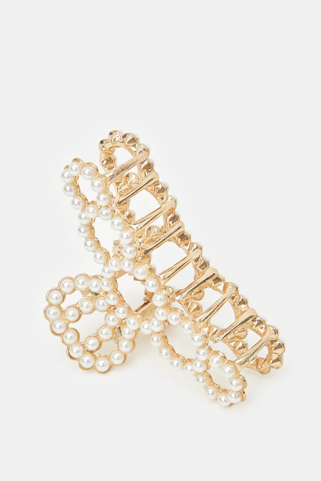 Women White And Gold Pearl Embellished Hair Claw sold by Redtag product image thumbnail 3