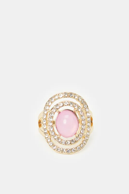 Women Gold Embellished Ring sold by Redtag