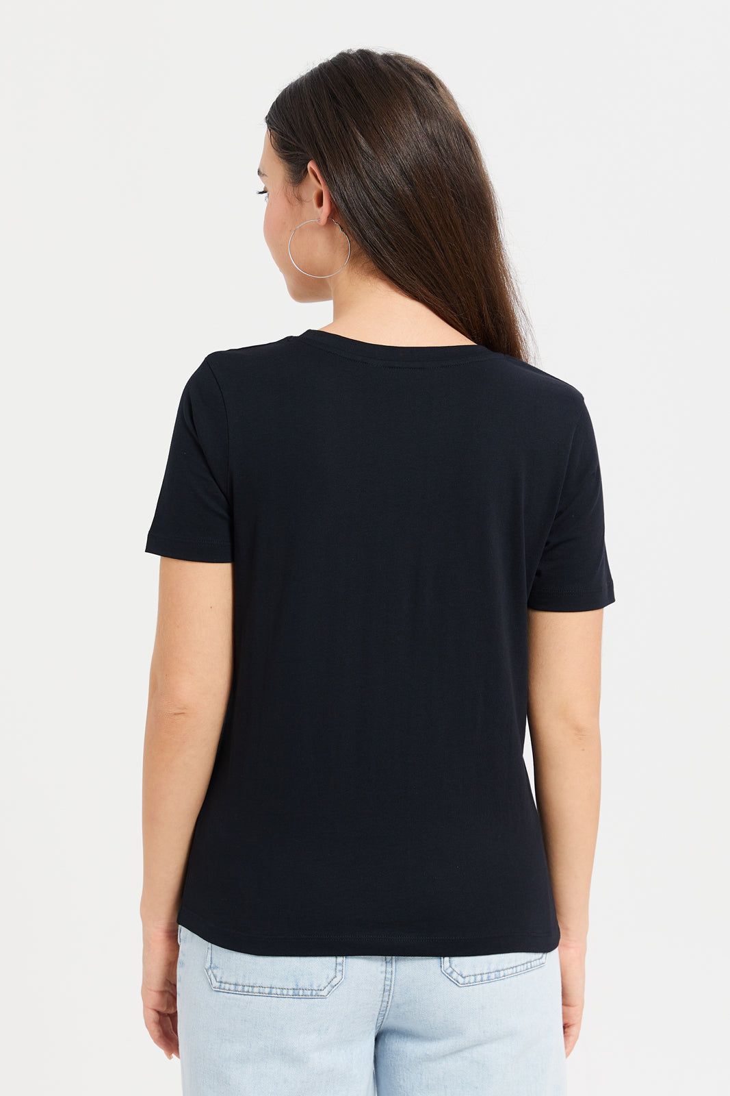 Women Black Positive Print T-Shirt sold by Redtag product image thumbnail 3