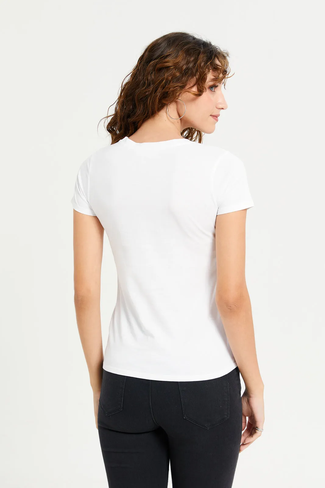 Women White Foil Printed T-Shirt sold by Redtag product image thumbnail 3