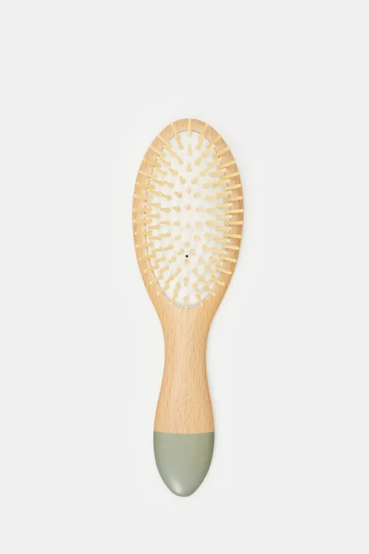 Women Beige Wooden Hair Brush sold by Redtag