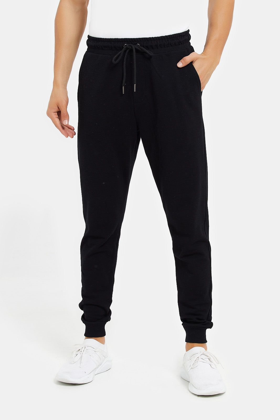 Men Black Pique Jogger sold by Redtag