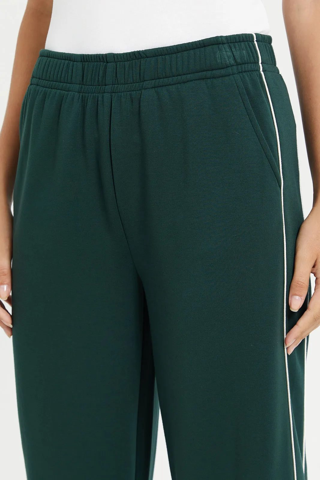 Green Piping Detailed Wide Leg Active Pant sold by Redtag product image thumbnail 4
